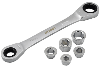 picture of Amtech 6 Piece Metric Go-through 72T CRV Ratchet Spanner Set - [DK-I1045]