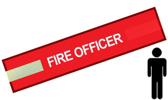 picture of Red - Mens Pre Printed Arm band - Fire Officer - 10cm x 55cm - Single - [IH-ARMBAND-R-FO-W]