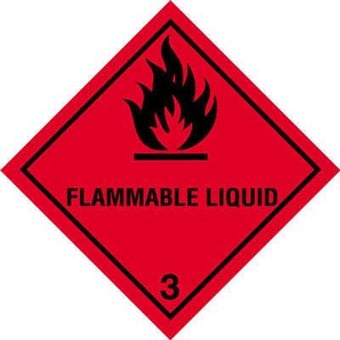 picture of UN Hazard Warning Diamond Label - 250 x 250mm - Self Adhesive Placard - FLAMMABLE LIQUID (Class 3) - [HZ-HD2301]