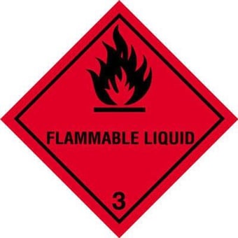 Picture of UN Hazard Warning Diamond Label - 250 x 250mm - Self Adhesive Placard - FLAMMABLE LIQUID (Class 3) - [HZ-HD2301]