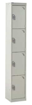 picture of QMP Standard Locker - 4 Compartment - Light Grey Doors - 1800H x 300W x 450D mm - [QM-LS1830454LXX]