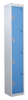 picture of QMP Standard Locker - 4 Compartment - Light Blue Doors - 1800H x 300W x 450D mm - [QM-LS1830454UXX]