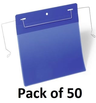 picture of Pocket with Wire Hanger A5 Landscape - Dark Blue - Pack of 50 - [DL-175207]