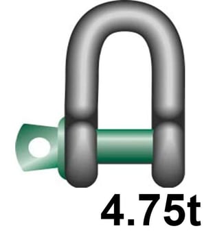 picture of Green Pin Standard Dee Shackle with Screw Collar Pin - 4.75t W.L.L - EN 13889 - [GT-GPSCD4.75]