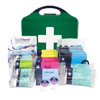 picture of LARGE British Standard Workplace First Aid Kit - BS8599-1 - In Green/Green Integral Aura Box - [RL-348]