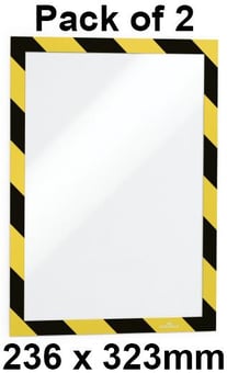 picture of Durable Self-adhesive Infoframe Duraframe Security Yellow/White A4 - 236 x 323mm - Pack of 2 - [DL-4944130]