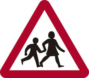 Picture of Spectrum 600mm tri. Dibond Children Going To Or From School Or Playground Ahead Road Sign - Without Channel - SCXO-CI-14721-1