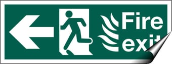 picture of Fire Exit Pointing West Sign - Complies With Hospital Technical Memorandum 65 - 400 x 150Hmm - Self Adhesive Vinyl - [AS-HTM3-SAV]