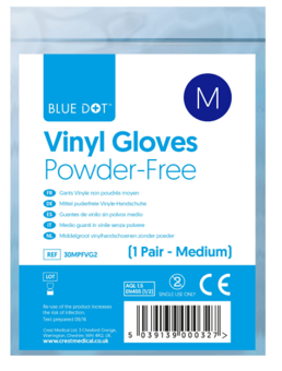 picture of Blue Dot Powder Free Vinyl Gloves - Size Medium - [CM-30MPFVG2]