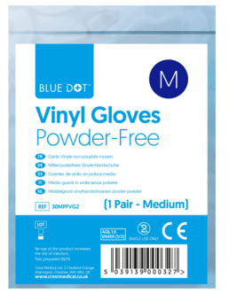 Picture of Blue Dot Powder Free Vinyl Gloves - Size Medium - [CM-30MPFVG2]