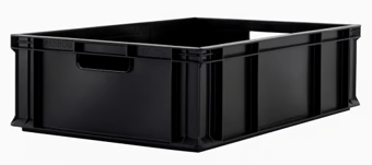 Picture of BiGDUG Recycled Euro Stacking Box - 170h x 400w x 600d mm - 40L - Black - Box Deal of 10 - [IH-BDU-BDEC1746RBK] - (LP)