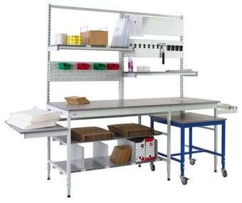 Picture of QMP Pack Tek Dual Workbench Kit 2 - 840-1100H x 2100W x 750D mm - Laminate Worktop - [QM-BPD842175PL2]