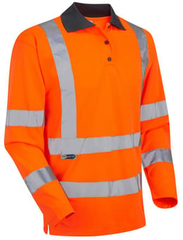 picture of Woolsery - Orange Hi-Vis Coolviz Sleeved Polo Shirt - LE-P06-O