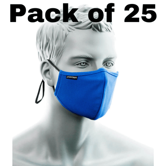 picture of Portwest - CV35 - 3-Ply Reusable Anti-Microbial Fabric Face Mask with Nose Band - Royal Blue - Pack of 25 - [PW-CV35RBR] - (DISC-R)