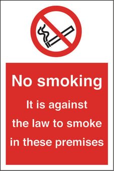 picture of No Smoking, Against the Law to Smoke Sign - 148 x 210Hmm - Rigid Plastic - [AS-PR507-RP]