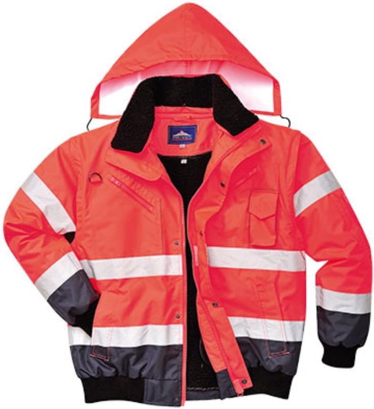 picture of Portwest Red/Navy C465 Contrast Bomber 3 in 1 Multifunction Jacket - Conforms to EN471 Class 3 & EN343 Class 3 - PW-C465RNR