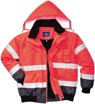 Picture of Portwest Red/Navy C465 Contrast Bomber 3 in 1 Multifunction Jacket - PW-C465RNR