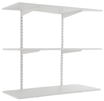 Picture of BiGDUG White Twin Slot Shelving Kit - 1000h x 1000w x 400d mm - 3 White Melamine Levels - [BDU-TSW1043W]
