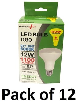 picture of Power Plus - 12W - E27 Energy Saving R80 LED Bulb - 1100 Lumens - 6000k Day Light - Pack of 12 - [PU-3503]