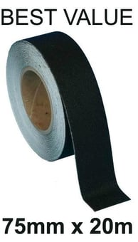 picture of Black Anti-Slip Self Adhesive Tape - 75mm x 20m Roll - Amazing Value - [PV-AST75BLA]