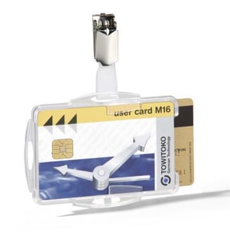 Picture of Durable - Dual Security Pass Holder with Clip for 2 ID Cards - Transparent - Pack of 25 - [DL-821819]