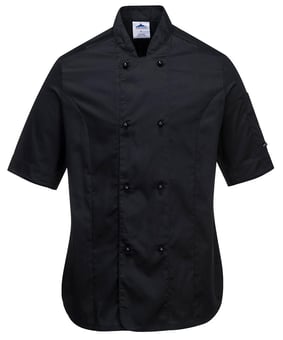 picture of Portwest Rachel Ladies Short Sleeve Chefs Jacket - Black - PW-C737BKR