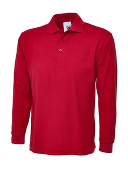 picture of Uneek Unisex Long Sleeve Red Polo Shirt - UN-UC113-RED