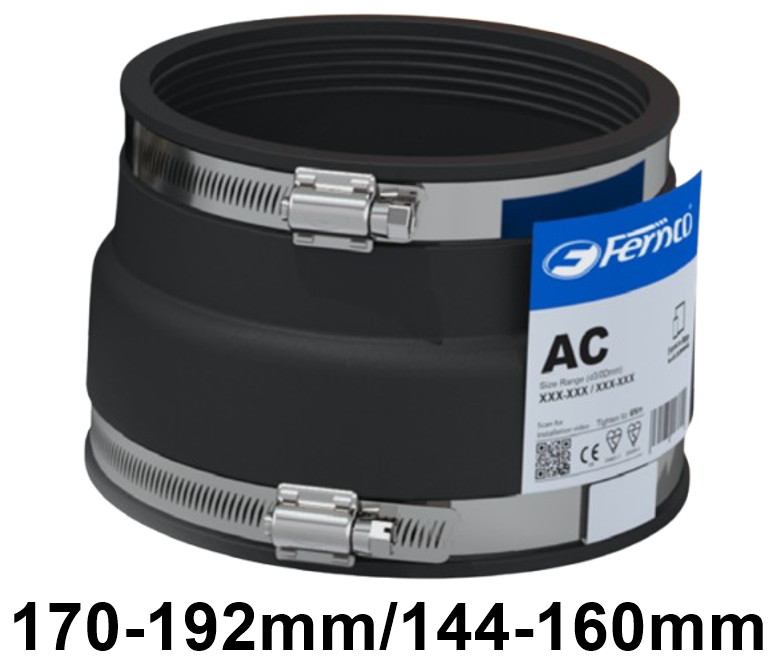 Fernco Adaptor Coupling - Size Range A 170-192mm / B 144-160mm - [FRN-AC1924]