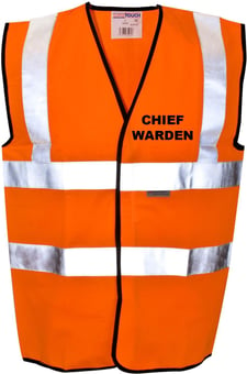Picture of Value CHIEF WARDEN Printed Front and Back in Black - Hi Visibility Vest - Orange - Class 2 EN20471 CE Hi-Visibility - ST-35281