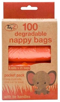 picture of TidyZ Degradable Nappy Bags With Tie Handles - 100 Pack - [PD-B0091]