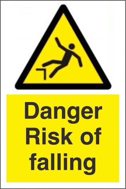 picture of Danger Risk of Falling Sign - 200 x 300Hmm - Rigid Plastic [AS-EC27-RP]