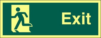 picture of Photoluminescent Exit Sign - Man on Left - 400 x 150Hmm - Self Adhesive Rigid Plastic - [AS-PH25L-SARP]