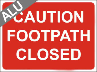 picture of Temporary Traffic Signs - Caution Footpath Closed - Class 1 Ref BSEN 12899-1 2001 - 600 x 450Hmm - Reflective - 1mm Aluminium - [AS-ZT35-ALU]