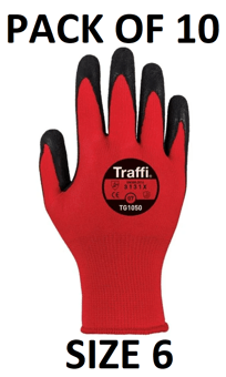 picture of TraffiGlove Centric 1 Handling Rubber Coating Gloves - Size 6 - Pack of 10 - TS-TG1050-6X10 - (AMZPK2)