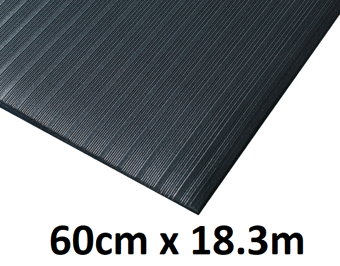 picture of Kumfi Rib Anti-Fatigue Mat Black - 60cm x 18.3m Roll - [BLD-KR260BL]