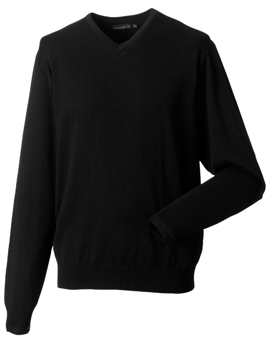 picture of Russell Collection Men's V-Neck Knitted Pullover Black - BT-710M-BLK