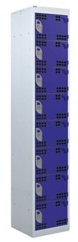 picture of QMP Tool Charging Locker - Perforated Door - RCD Plug - 8 Compartment - Dark Blue - 1800H x 300W x 450D mm - [QM-BR1830458BPX]