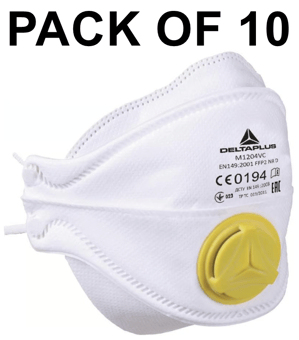 picture of Delta Plus Non-Woven Synthetic Fibre Disposable Masks - 4 Foldable Parts FFP2 Pack of 10 - [LH-M1204VC] - (DISC-R)