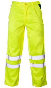 picture of Supertouch - Hi Vis Polycotton Yellow Trousers - Knee Band - Long - Size 36 - [ST-38K45-D] - (DISC-W)