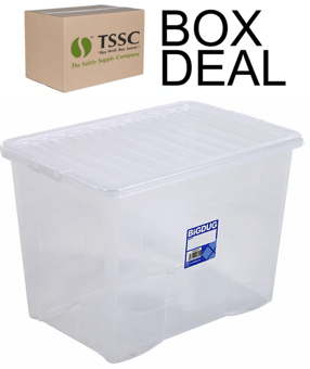 picture of BiGDUG Wham Economy Plastic Box & Lid - 102L - 420h x 480w x 720d mm - Clear - Box Deal of 10 - [IH-BDU-VUB102] - (LP)