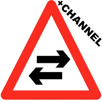 picture of Traffic Both Ways Triangle Sign With Fixing Channel - FIXING CLIPS REQUIRED - Class 1 Ref BSEN 12899-1 2001 - 600mm Tri. - Reflective - 3mm Aluminium - [AS-TR65-ALUC]