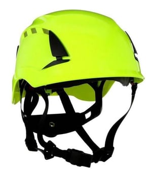 picture of 3M - X5000 Series SecureFit Hi Vis Yellow Green Safety Helmet - Vented - 6-Point Ratchet - 4 Point Chin Strap - [3M-X5014VE-CE]
