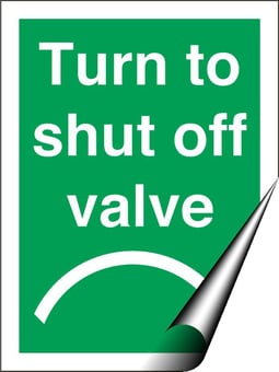 picture of Tye Tags - Turn to Shut Off Valve Right - 150 X 200Hmm - Self Adhesive Vinyl - [AS-GC21-SAV]