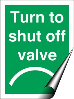 Picture of Tye Tags - Turn to Shut Off Valve Right - 150 X 200Hmm - Self Adhesive Vinyl - [AS-GC21-SAV]