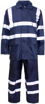 Picture of Supertouch Polyester/PVC Reflective Rainsuit- Navy Blue - ST-18891 - (DISC-R)