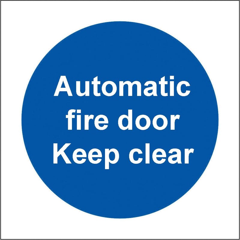 picture of Automatic Fire Door Keep Clear MEDIUM - BS5499 Part 1 & 5 SMALL - 100 X 100Hmm - Rigid Plastic - [AS-MA153-RP]