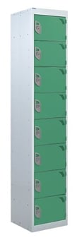 picture of QMP Tool Charging Locker - Solid Door - RCD Plug - 8 Compartment - Green - 1800H x 300W x 450D mm - [QM-BR1830458GSX]