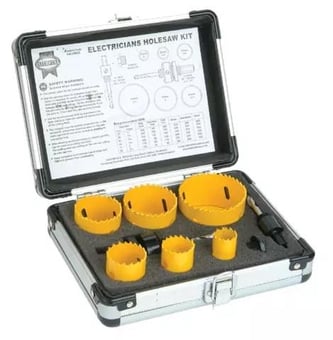 picture of Faithfull Universal Varipitch Holesaw Electrician's Kit 9 Piece - 16-51mm - [TB-FAIHSKE]