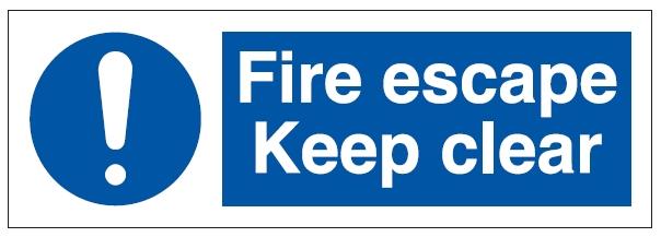 picture of Fire Escape Keep Clear Sign LARGE - 600 x 200Hmm - Rigid Plastic - [AS-MA22-RP]