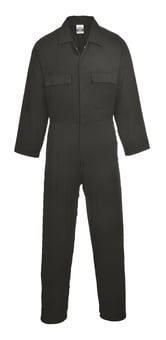 Picture of Portwest - Euro Work Cotton Black Coverall - 260g - Regular Leg 31 Inch - PW-S998BKR